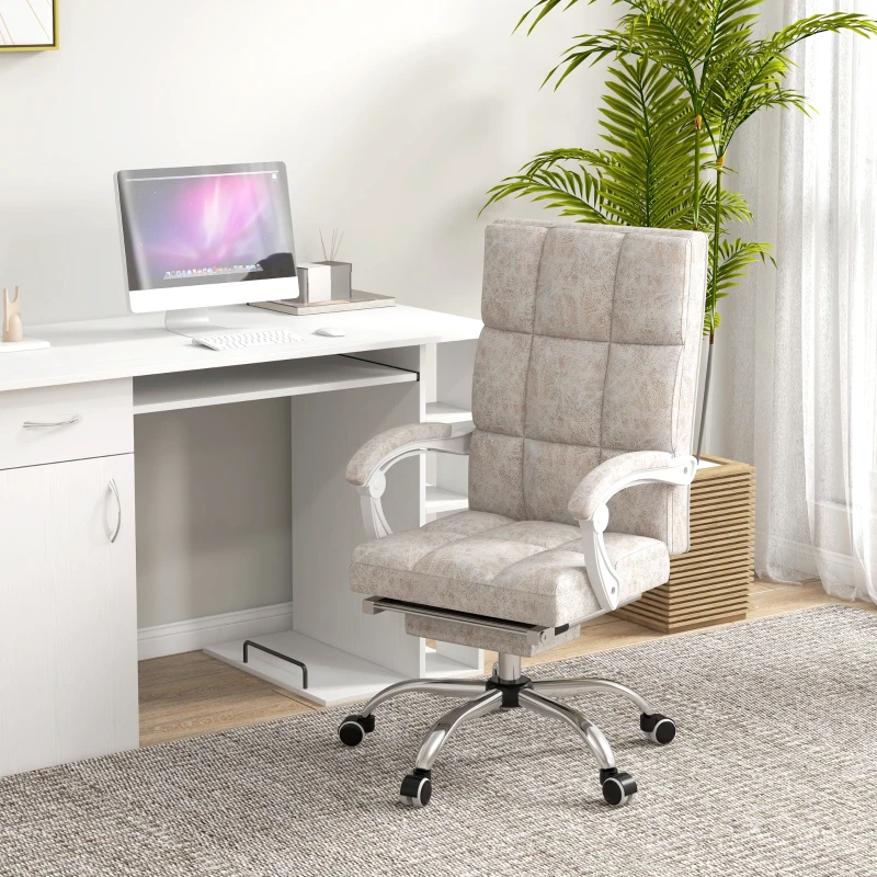 Vinsetto Massage Office Chair, Ergonomic Desk Chair, Comfy Work Study Chair with Heat, Padded Seat, 135° Reclining Back and Footrest for Home Office, Beige
