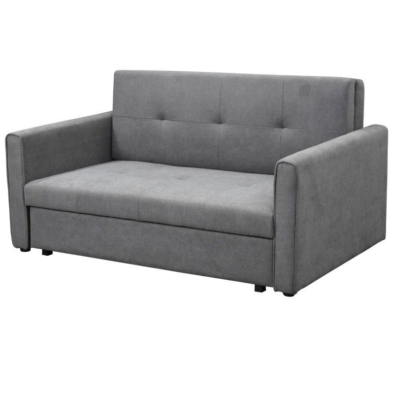 HOMCOM Schlafsofa, 2er-Sofa, bis 200 kg, mit verstecktem Stauraum, Pollycotton, Grau
