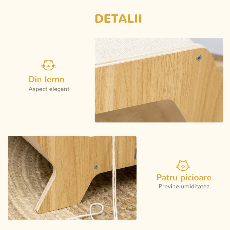 PawHut Casa moderna pentru pisici , pat inaltat pentru pisici, adapost pentru pisici de interior, cu perna moale, instalare usoara, 49,5 x 38,5 x 43,5 cm, stejar