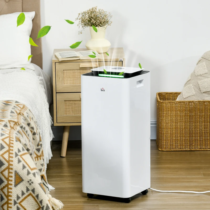 HOMCOM 3500mL Portable Dehumidifier with Air Purifier, 24H Timer, 5 Modes, 16L/Day, for Home Laundry, White