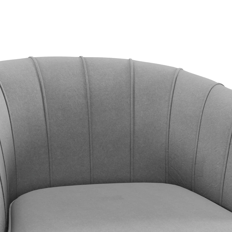 HOMCOM Scaun de Efect din Material Textil, Fotoliu din Catifea, Fotoliu Modern pentru Camera de Zi cu Picioare Metalice Aurii si Captuseala Groasa pentru Dormitor, Gri