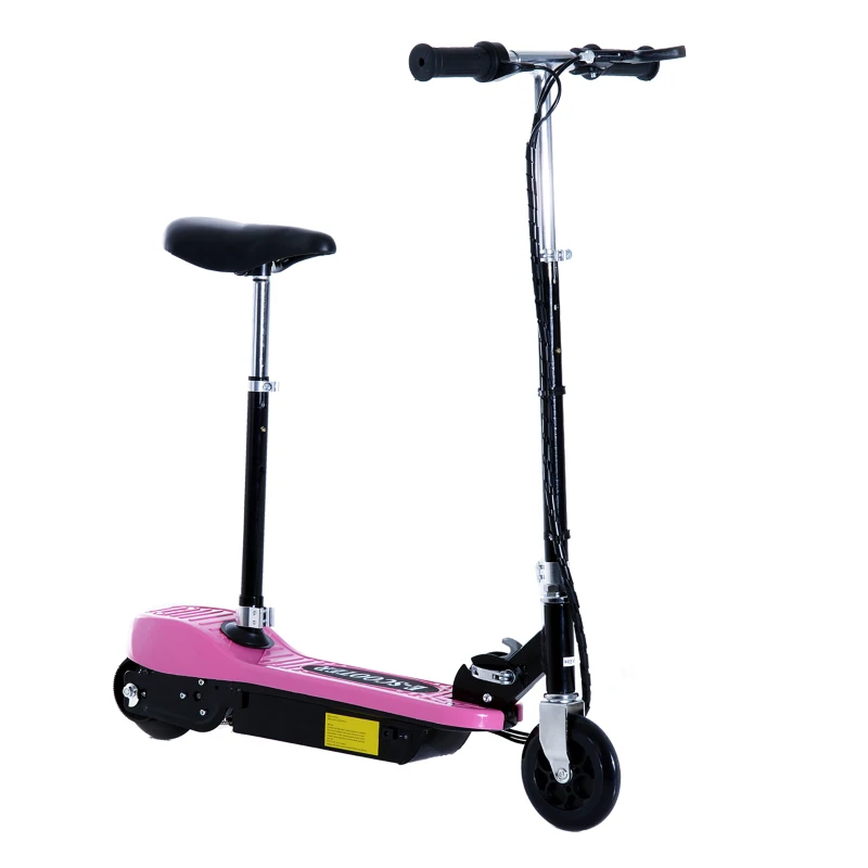 HOMCOM Patinete Eléctrico para Niños Scooter Eléctrico Plegable 120W con Manillar Ajustable Velocidad 10 km/h 78x37x99 cm Rosa