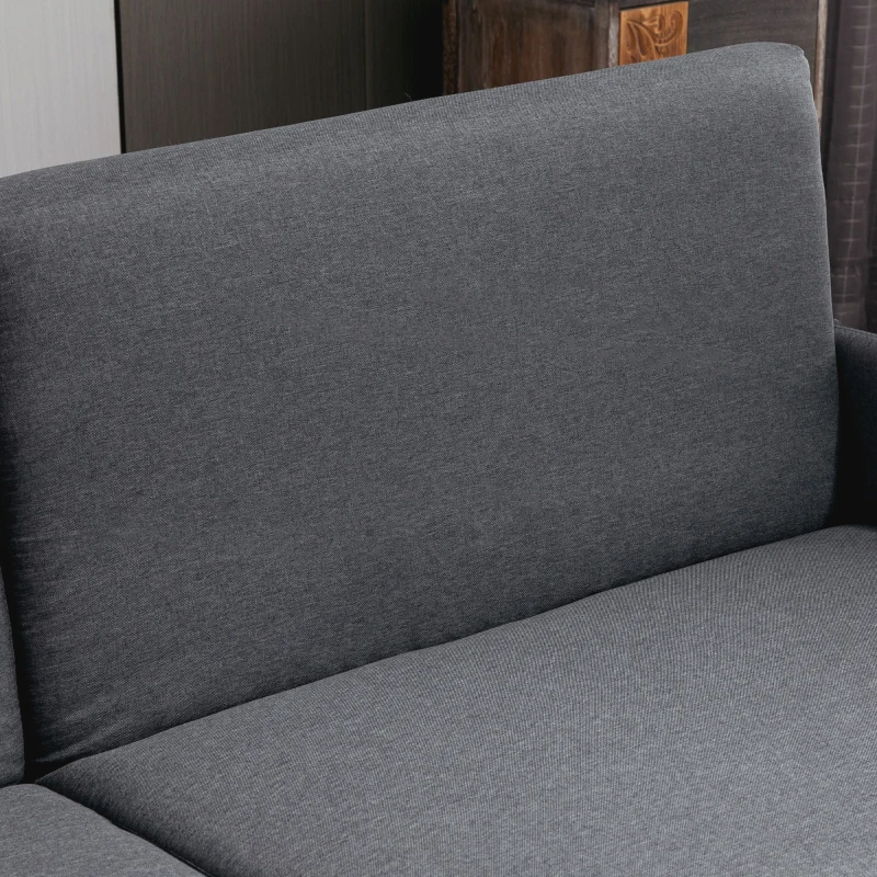 HOMCOM Schlafsofa Klappsofa 3-Sitzer Stoffsofa Bettsofa Sofa mit Schlaffunktion Sofagarnitur Leinen-Touch Stahl Grau 214 x 94 x 81 cm