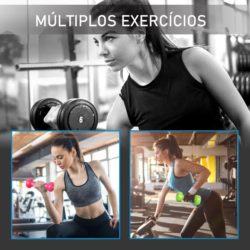 HOMCOM Jogo de 8 Halteres Hexagonais 4 Pares 2kg 1,5kg 1kg 0,5kg com Revestimento Pesos para Exercícios em Casa Academia Aço Multicolor