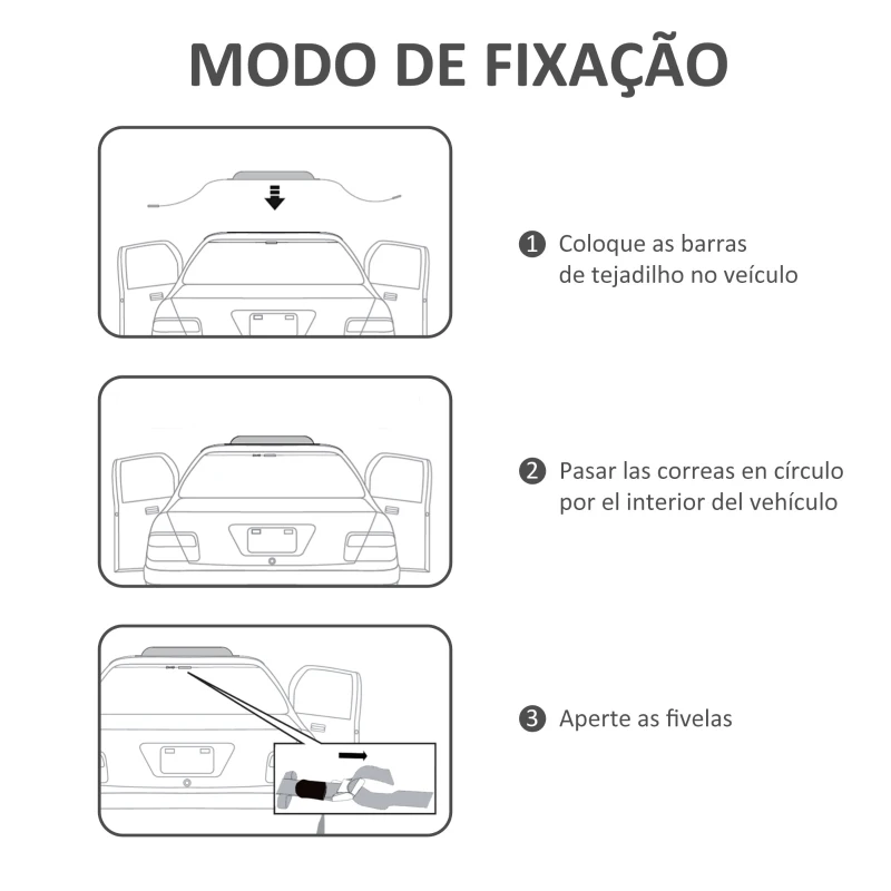 HOMCOM Barras de Tejadilho Universais para Veículos 2 Peças com Cordas de Fixação Tecido Oxford 85x10x8 cm Preto