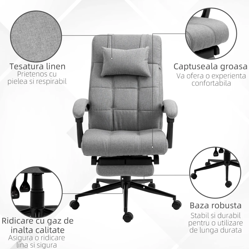 Vinsetto Scaun Ergonomic Rabatabil – Tetiera & Suport Picioare(m-7)