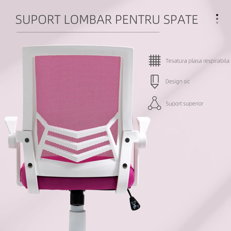 Vinsetto Scaun Ergonomic Roz – Suport Lombar, tesatura Confortabila