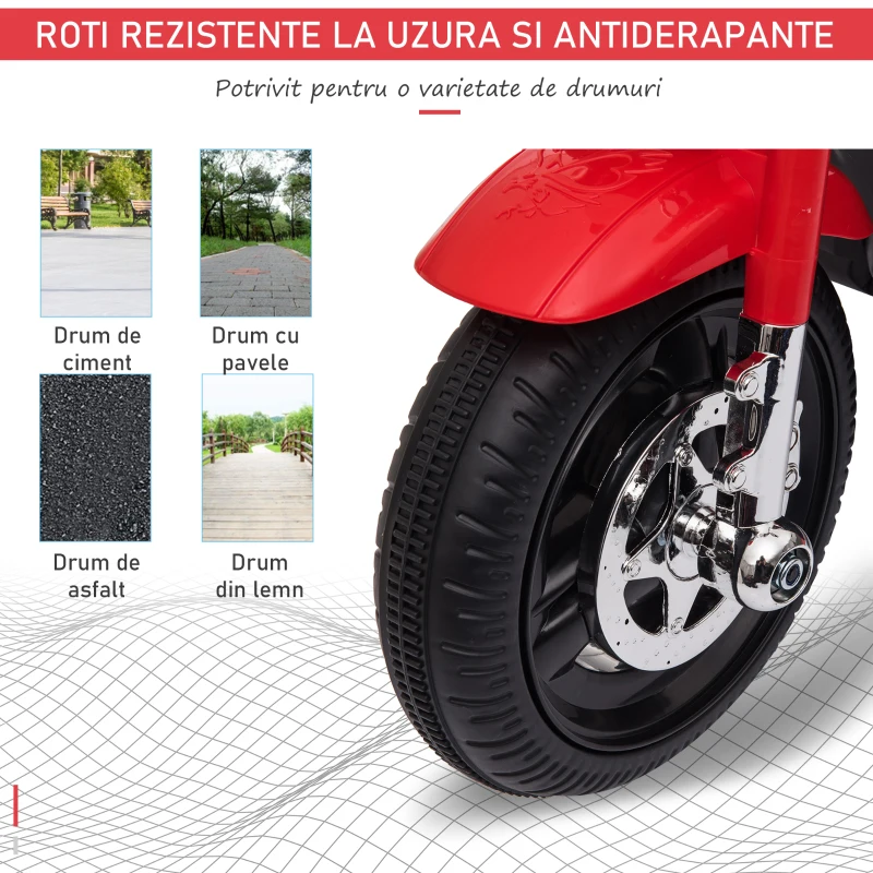 HOMCOM motocicleta electrica pentru copii, 87x46x54 cm, rosie
