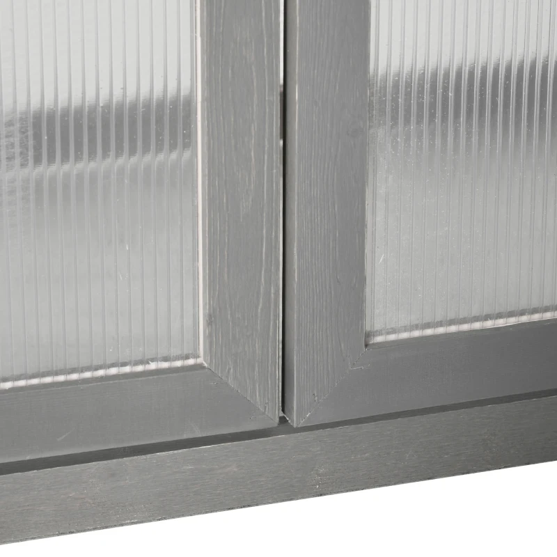 Outsunny Mini Serre de Jardin 3 Niveaux dim. 76L x 47l x 110H cm Double Porte Toit ouvrant Bois Sapin lasuré Polycarbonate