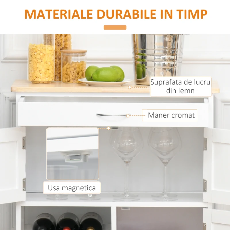 HOMCOM carucior bucatarie, suport pentru sticle, 67x37x87cm