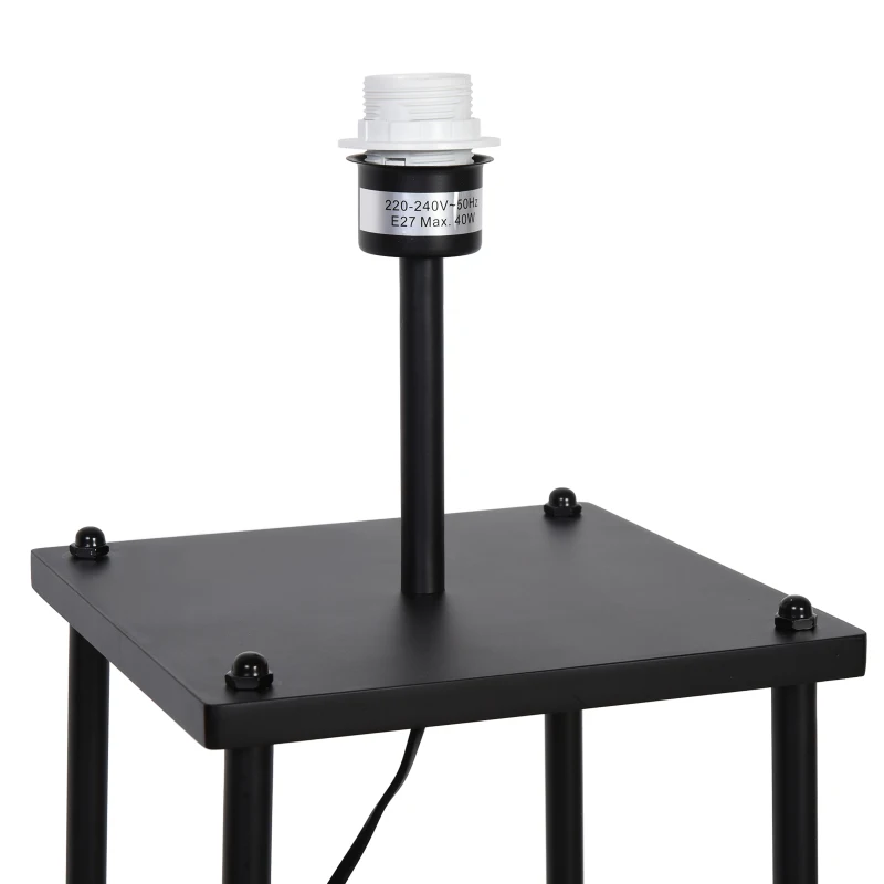 HOMCOM Lámpara de Pie Iluminación Moderna  Multifuncional con 3 Estantes de Almacenaje Interruptor de Pedal Diseño Elegante Pantalla de Tela 34,5x34,5x150 cm Negro y Crema