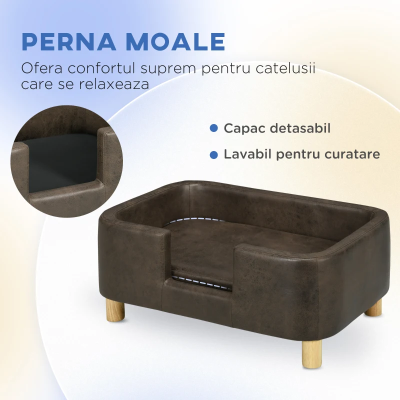 PawHut Canapea pentru animale perna acoperita cu spuma de cauciuc detasabila 74x48.5x31cm