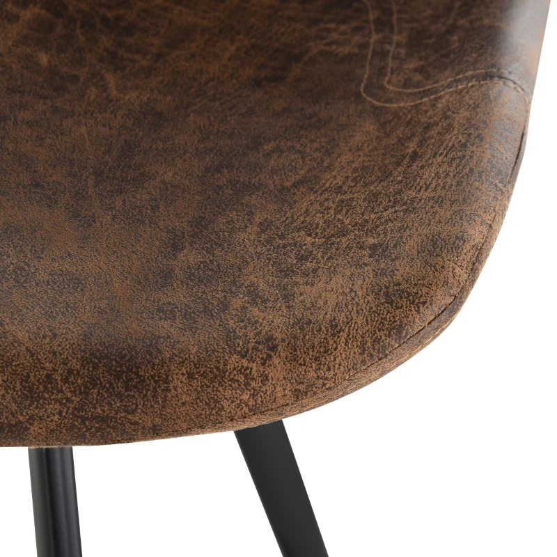 HOMCOM Set Of 2 Bar Stools Vintage Microfiber Cloth Tub Seats Padded Comfortable Steel Frame Footrest Quilted Home Bar Cafe Kitchen Chair Stylish Brown
