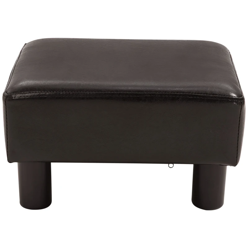 HOMCOM Pouf Poggiapiedi Imbottito, Rettangolare e in Finta Pelle, 40x30x24 cm, Marrone