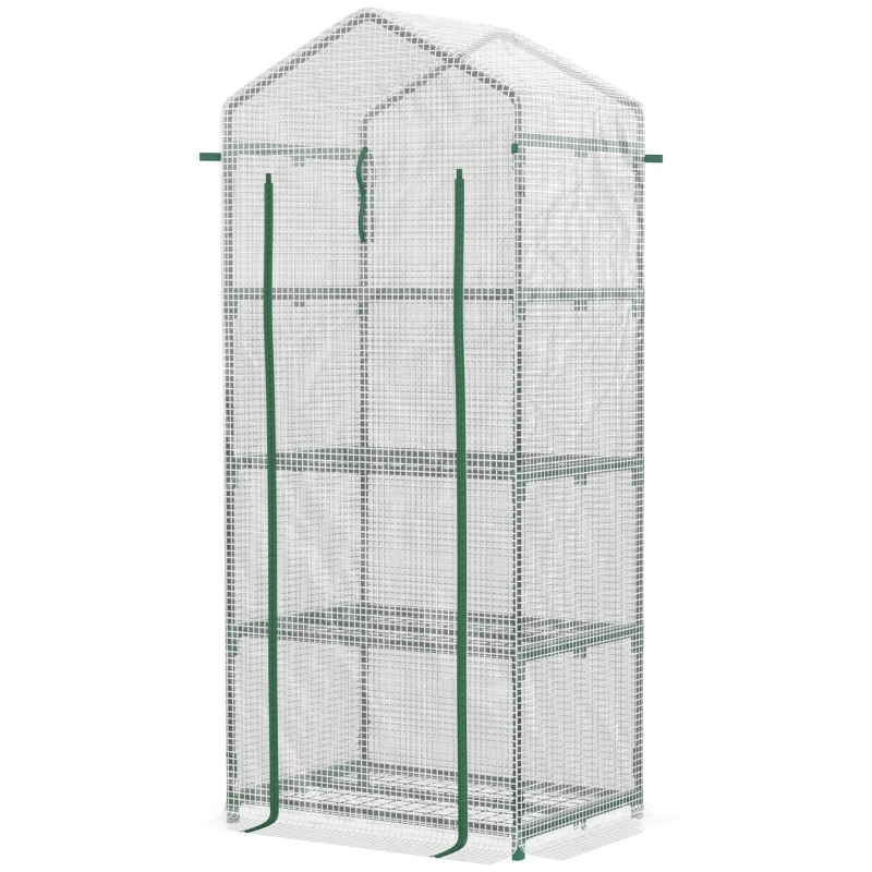 Outsunny szklarnia, szklarnia foliowa, skrzynia inspektowa, zielona