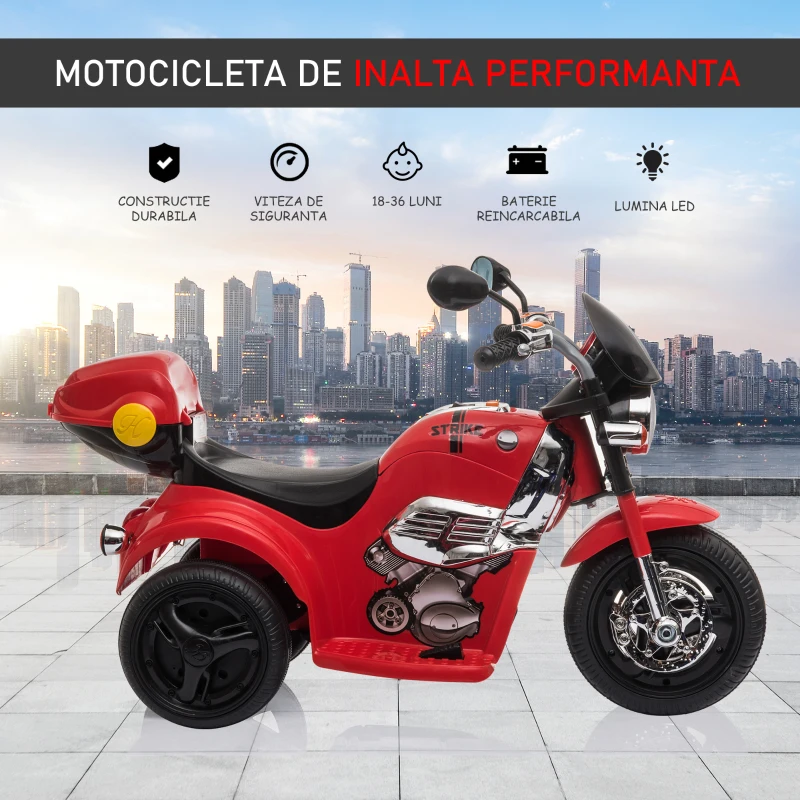 HOMCOM motocicleta electrica pentru copii, 87x46x54 cm, rosie