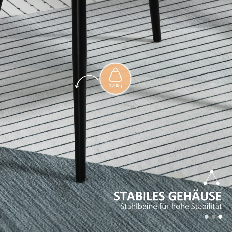 HOMCOM 2-delige eetkamerstoelen stoelen voor eetkamer met ademende linnen hoes ergonomische keukenstoel met rugleuning, armleuningen en metalen poten, linnen lichtblauw 59,5 x 56,5 x 81 cm