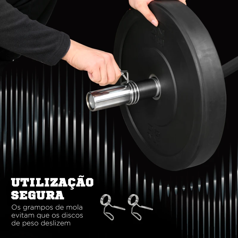 SPORTNOW Barra de Pesos de Aço 120 cm Barra Curl EZ Ø50 mm com 2 Grampos Carga 100 kg Barra Olimpica para Discos de Ø5 cm Prata e Preto