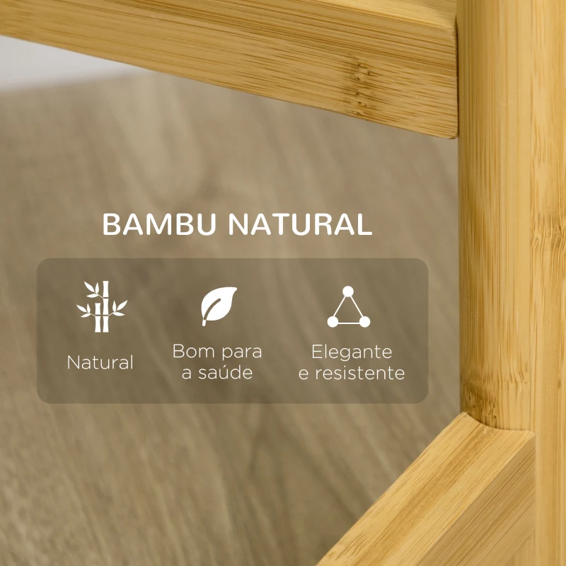 Outsunny Suporte para Plantas com Pés de Bambu Estante para Flores com 4 Prateleiras Carga 20 kg Ø28x80 cm Madeira e Branco
