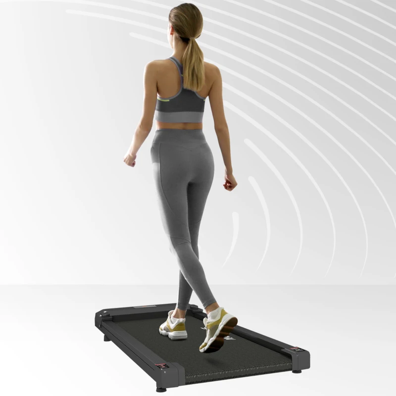 SPORTNOW Under Desk Treadmill, Walking Pad, with Remote Control, LED Display, 1-6km/h - Black