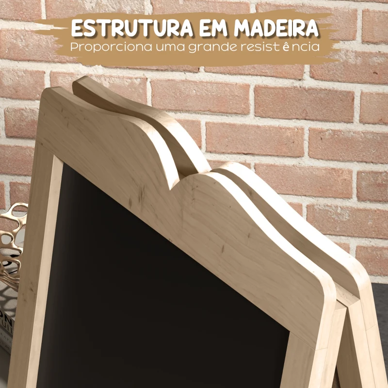 Vinsetto Mini Cavalete de Madeira Quadro Lousa Negro Magnético e Dobrável com 8 Gizes e 6 Placas de Palavras 51x42x101 cm Madeira