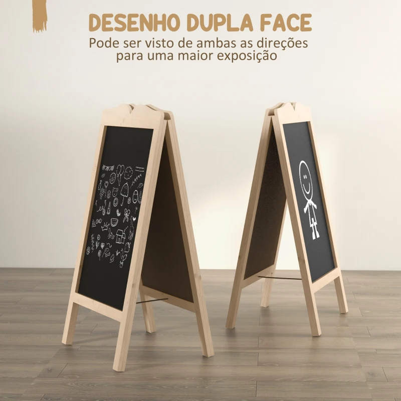 Vinsetto Mini Cavalete de Madeira Quadro Lousa Negro Magnético e Dobrável com 8 Gizes e 6 Placas de Palavras 51x42x101 cm Madeira