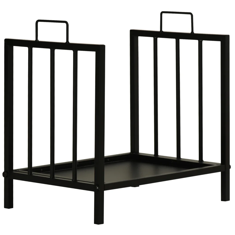 Outsunny 2-Tier Firewood Rack With 4 Tools - 33" Wood Holder With Shovel, Broom, Poker & Tongs