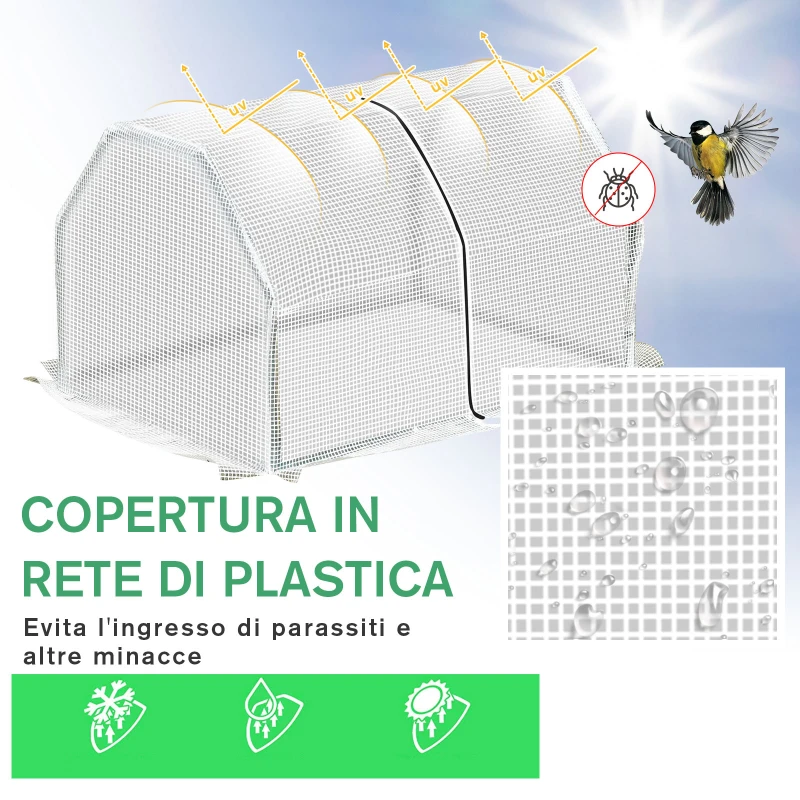 Outsunny Mini Serra da Giardino e Balcone in Plastica PE e Acciaio con Chiusura a Zip, 99x71x60 cm