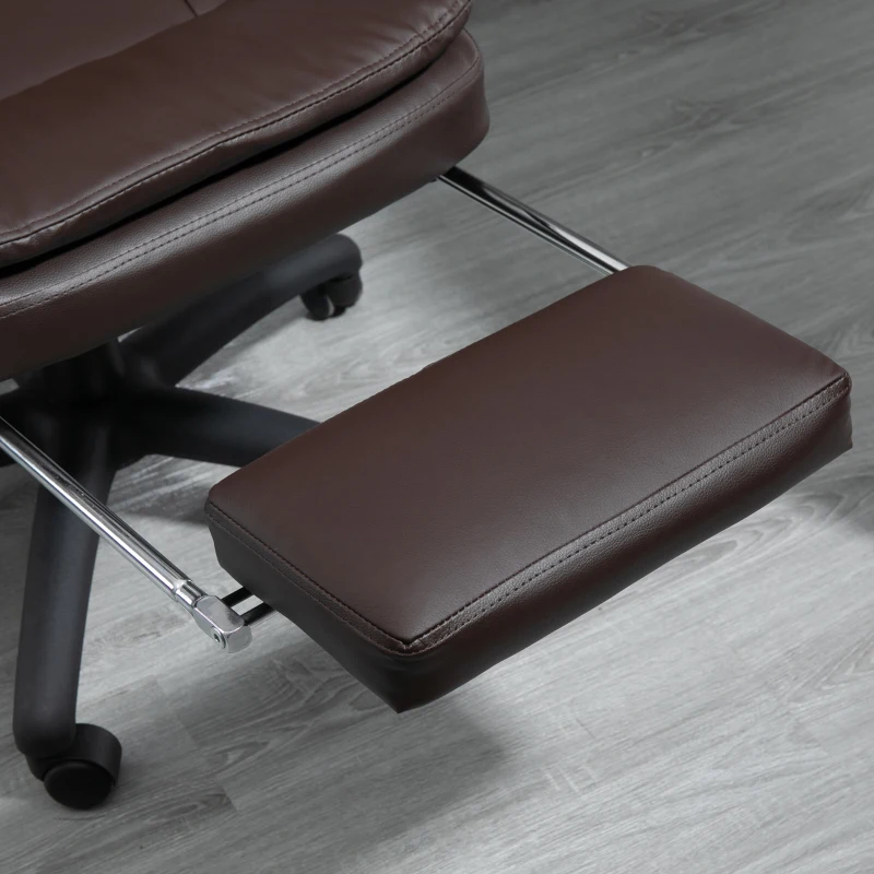 Vinsetto Ergonomiczne Krzesło Biurowe z Podnóżkiem, Wykonawczy Fotel, Regulowane Krzesło Biurkowe Komputerowe z Poduszką na Oparciu, Brązowe, 64 x 64 x 112-120 cm