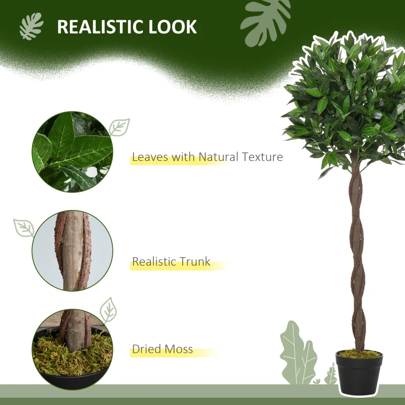 Outsunny Indoor Tall Artificial Plants, Set of 2, Decorative Plant with Nursery Pot for Indoor Outdoor Décor, 120cm