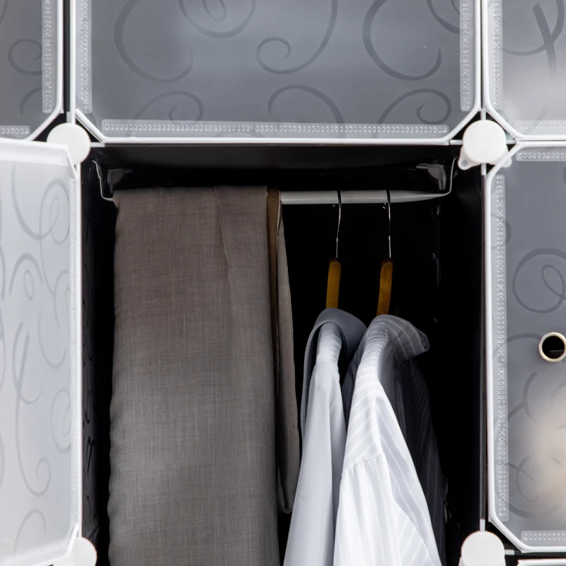 HOMCOM Plastic Storage Drawers for Clothes, DIY Portable Wardrobe Closet, 111L x 47W x 145Hcm-Black/White