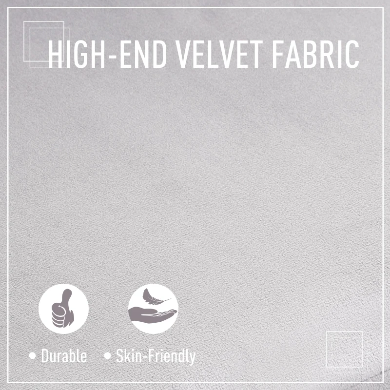 HOMCOM Accent Chair Velvet Fabric Single Sofa Armchair Home Living Room Solid Wood Leg Upholstered Side Armchair Grey