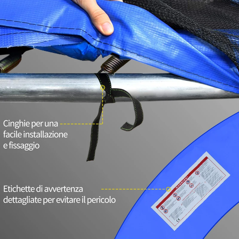 HOMCOM Copertura Imbottita Bordo Trampolino, Protezione per Tappeto Elastico Giaridno in Plastica, Ø366cm, Blu