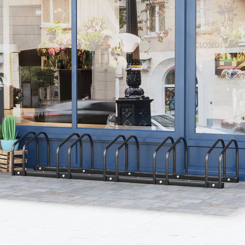 HOMCOM Bike Floor Stand, Outdoor Bike Rack, 130Lx33Wx27H cm, Bicycle Stand Steel-Black