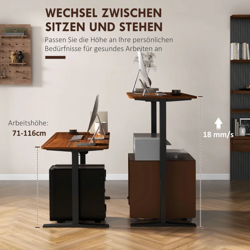 Vinsetto Elektryczny stelaż stołu, regulowany na wysokość stelaż biurka stojącego, stal