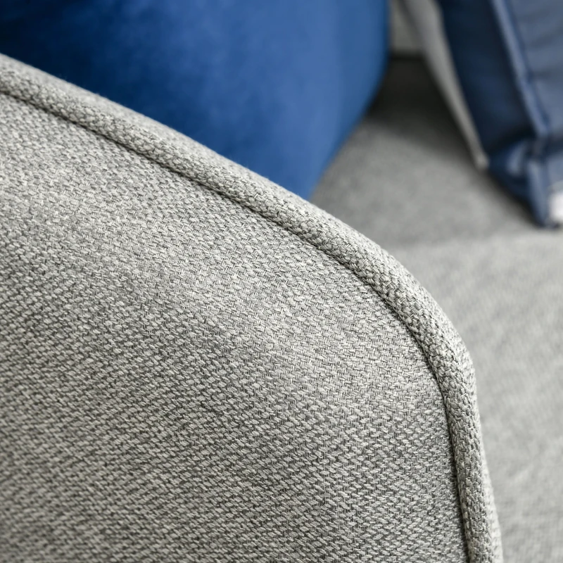 HOMCOM Divano 3 Posti in Tessuto Grigio con 5 Piedini e Doghe, 193x78x71cm