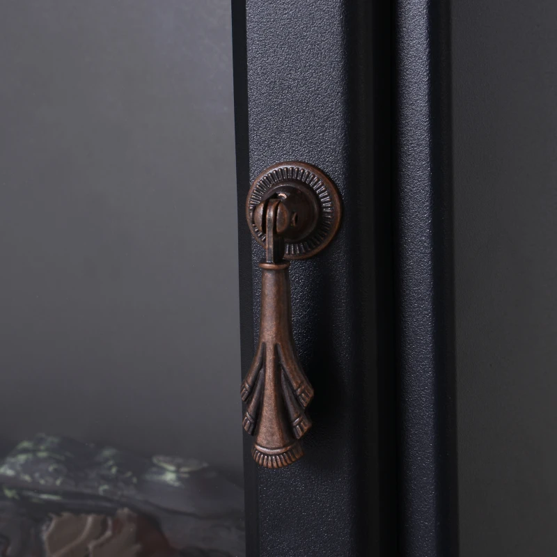 HOMCOM Tempered Glass Casing Electric Fireplace, Freestanding Electric Fire with Realistic Flame Effect, Log Burner with Overheat Protection, 950w/ 1850W, Black