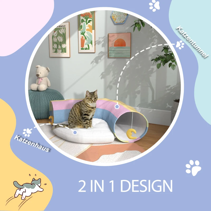 PawHut Tunel dla kotów z zabawkami