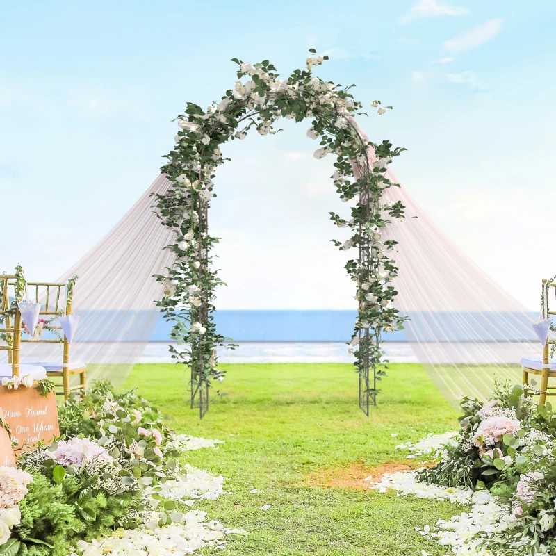 Outsunny 7.5ft Garden Arch Arbor Decorative Climbing Plants Lawn Wedding