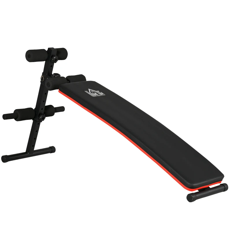 HOMCOM Banc de musculation pliable banc abdominaux hauteur réglable 5 positions dim. 139L x 47l x 51-69 cm rouge noir