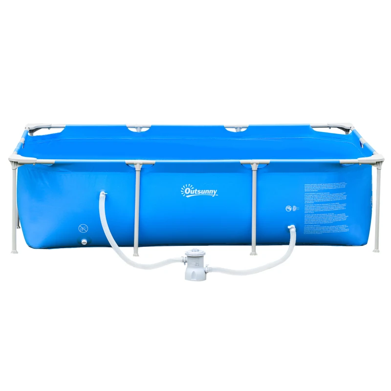 Outsunny Steel Frame Pool with Filter Pump, Filter Cartridge, Reinforced Sidewalls Rust Resistant Above Ground Swimming Pool 252 x 152 x 65cm, Blue
