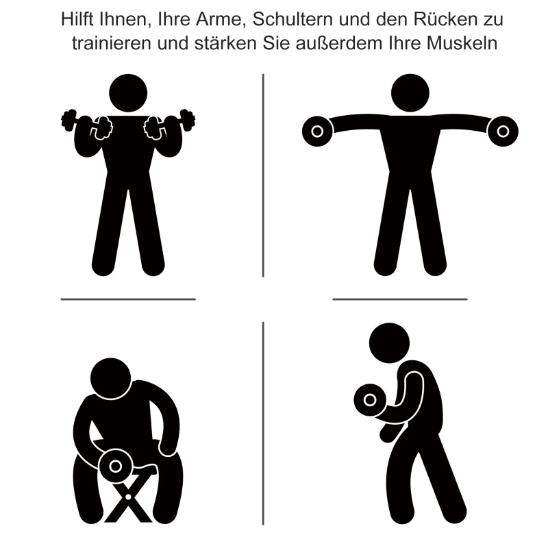 Zestaw hantli 30 kg komplet hantli z obciążnikami do domu stal PU czarny