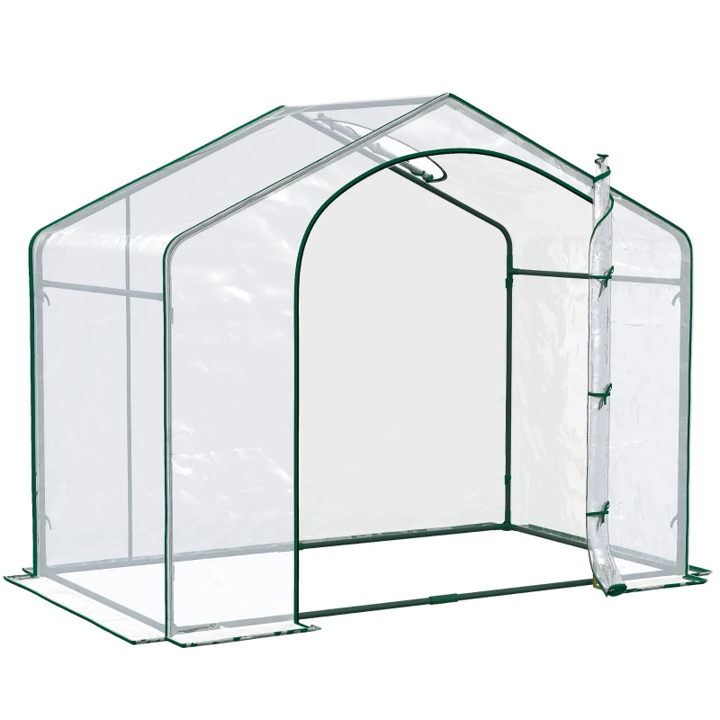 Outsunny Serre de Jardin Balcon terrasse Serre pour tomates 1,8L x 1l x 1,68H m Acier PVC imperméable Transparent Vert