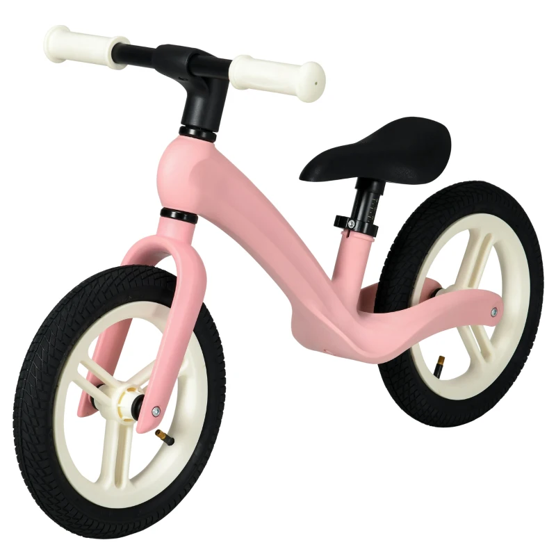 AIYAPLAY 12" Balance Bike, Lightweight No-Pedal Training Bike for Children with Adjustable Seat, Rubber Wheels - Pink