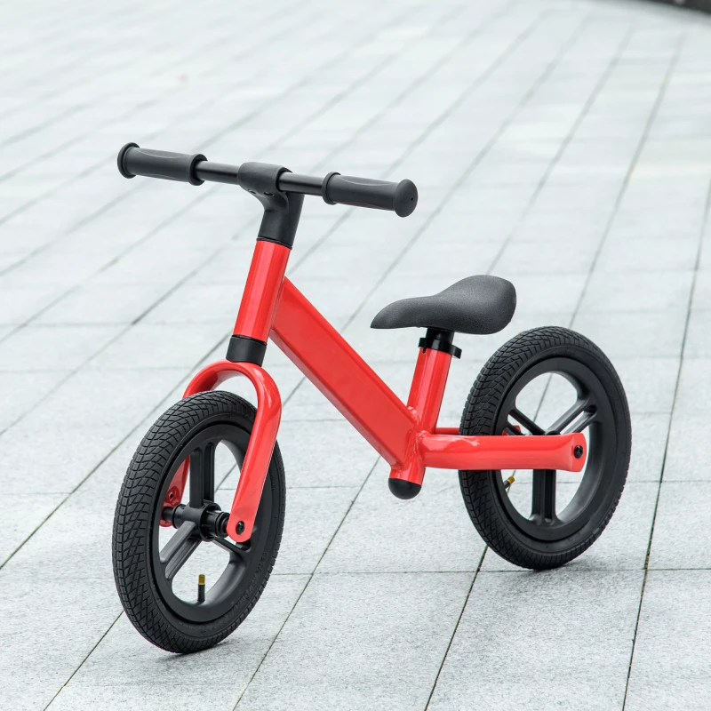 AIYAPLAY 12" Balance Bike, No Pedal Training Bike for Children with Adjustable Seat, 360° Rotation Handlebars - Red