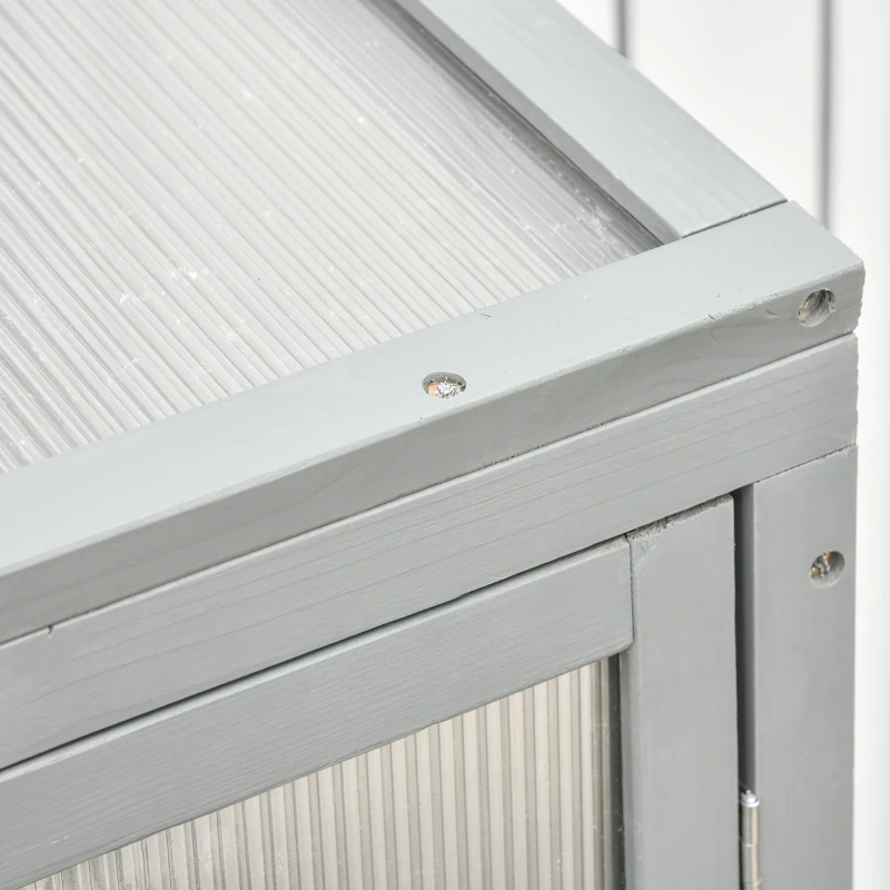 Outsunny Cold Frame Greenhouse Garden Grow House with Adjustable Shelf, Double Doors, 76 x 47 x 110cm, Light Grey