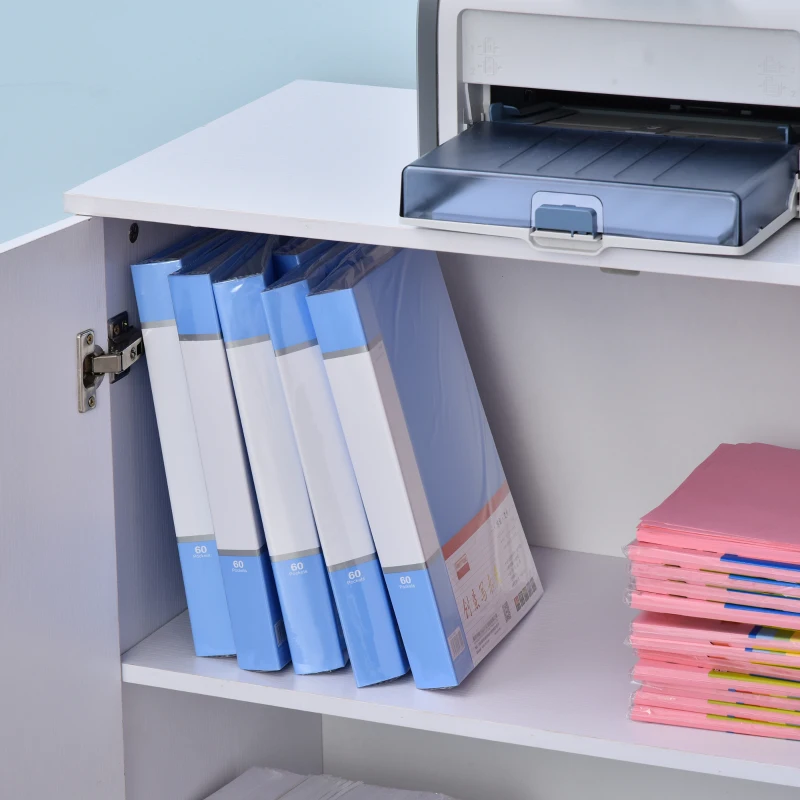 Vinsetto Lockable Office Storage Cabinet 2-Tier Filing Cabinet w/ Feet 2 Keys Melamine Coating Aluminium Handles Home Office Printer Stand White(m-8)