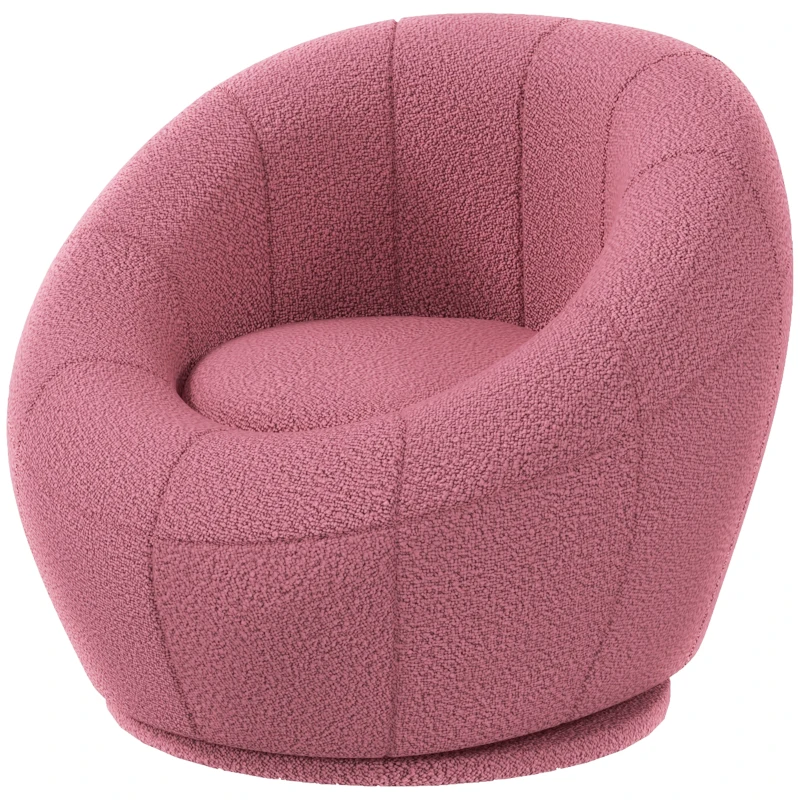 HOMCOM Fauteuil met pluche, accentfauteuil, pluche fauteuil, draaibaar, roze