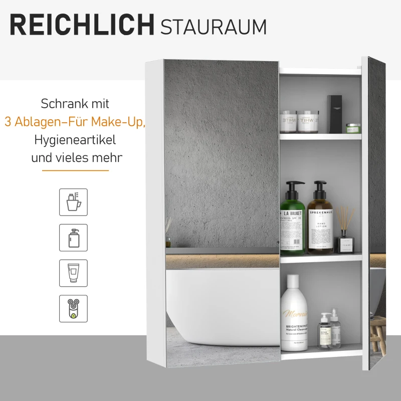 Szafka półka łazienkowa wisząca lustro 75 x 60 x 15 cm HOMCOM