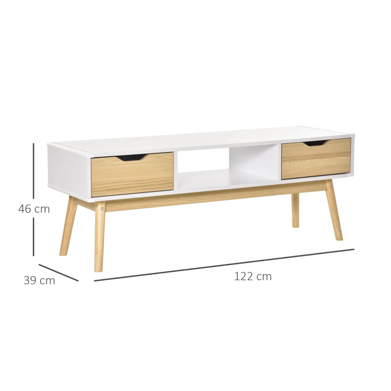 HOMCOM TV Stand Cabinet Unit for TVs up to 50 Inch with 2 Drawers and Storage Compartment Entertainment Console for Living Room